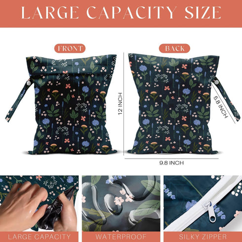 VBCVBGFH 4 Pack Cute Wet Bag Waterproof Washable Reusable Wet Dry Bag for Swimsuit Dirty Clothes Diaper Travel Beach