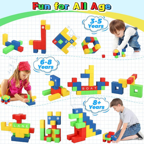 32PCS Magnetic Building Blocks for Kids Ages 3-5 - 1 Inch Magnet Blocks for Toddler, Montessori Toy, Preschool STEM