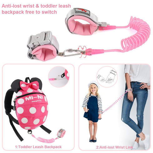 4 in 1 Toddler Harness Leash, Cute Child Safety Tether, Walking Harness Wristband for Baby Girls