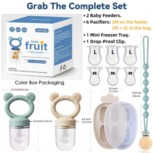 4 Pack Stylish Anti-Drop Baby Fruit Feeder & Breastmilk Popsicle Molds for Teething with Lids, The Perfect Food Feeder