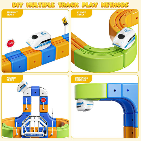 Set 3-8, 124PCS(36Track +1 3D Fortand Electric Train Flexible Racetrack for Kids Train) Train Track Gravity-Defying