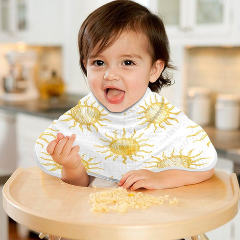 YETTASBIN Cartoon Sun Muslin Baby Burp Cloth, Super Soft Absorbent Cotton Burp Rag Baby Bibs Feeding Cloth for Newborn