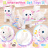 NINAOR Interactive Cat Toys for Kids with Crossbody Bags, Stuffed Cat Plush with Leash Walking Meow Pretend Play Kitty