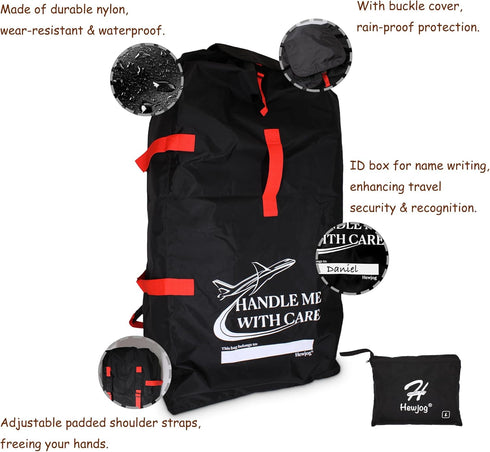 Hewjog Large Stroller Travel Bag for Airplane, for Single Standard & Double Strollers, Water-Resistant Padded Stroller