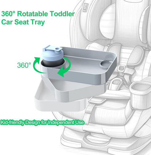 trunkhouse Car Seat Tray for Kids Travel, Carseat Tray for Food Toddler, Car Seat Table Tray, Car Seat Cup Holder Snack