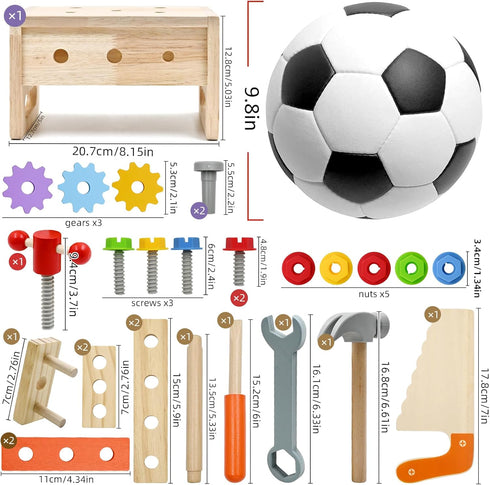 29PCS Set Set 2 3 4 5 AiTuiTui Kids Tool with Wooden Tool Box, Toddler Tool Montessori Pretend Play Construction Toys