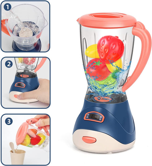 Pretend Play Kitchen Appliances Toy Set with Coffee Maker, Blender, Mixer, Toaster - Realistic Light & Sounds for Kids