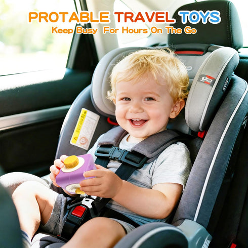 1 12-in-1 1-2, Montessori Activity Cube & Busy Board for Year Old - Travel Toys for Airplane & Car, Educational