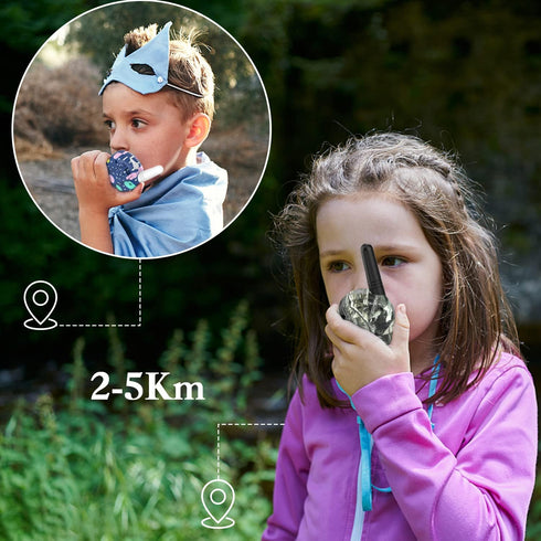QNIGLO Kids Camping Walkie Talkies, Rechargeable Camo for Outdoor Adventure Game, Hiking, Army Police Toys for Ages 3-12