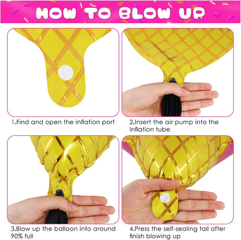 YOTHORN 6 Summer Summer 2) Pcs Ice Cream Balloons, Giant Ice Cream Cone Foil Balloon for Party, Party Decorations