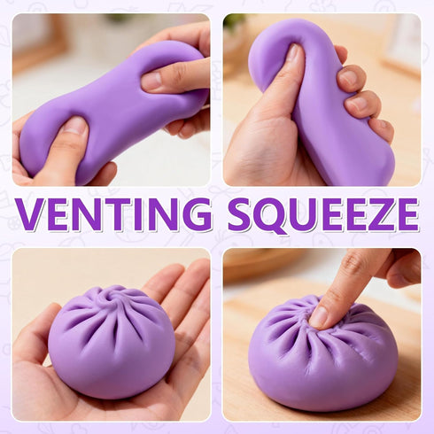 Silkivana Dumpling Squishy, Mystery Squishy Dumpling Box, Soft Squeeze Dough Ball for Stress Relief, Stretchy Bun