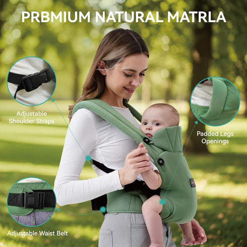 BethBear 7-45 lbs Baby Carrier Newborn to Toddler with Natural Material, Ergonomic Design,Versatile