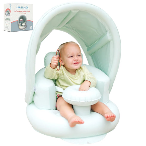 Inflatable Baby Seat for 3-36 Months w/Built-in Pump & Detachable Canopy, Sit