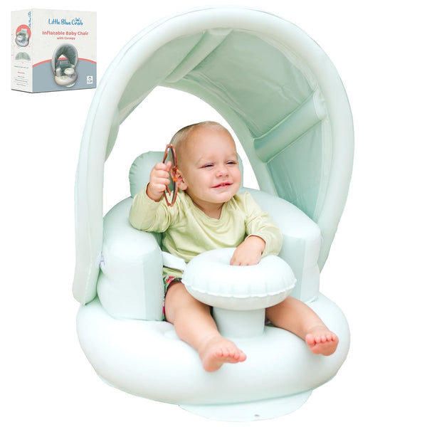 Inflatable Baby Seat for 3-36 Months w/Built-in Pump & Detachable Canopy, Sit