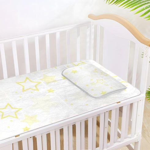 SyXIOP 28" 52" Yellow White Stars Cooling Baby Crib Mattress Sheets x Washable Bed Pads Disposable for Baby&Toddler