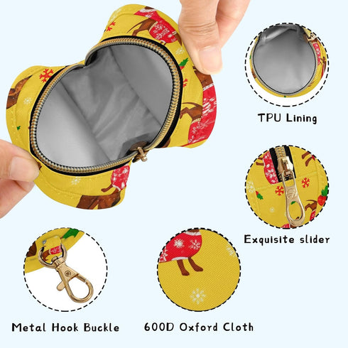 Christmas Dog Round Pacifier Storage Case with Zipper, Portable Pacifier Case for Travel, Diaper Bag & Purse, Pacifier