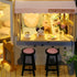 DIY Miniature House Kit for Adults, 3D Wooden Mini Dollhouse Kit, Lovely Cats Coffee Garden Home Decor Gift