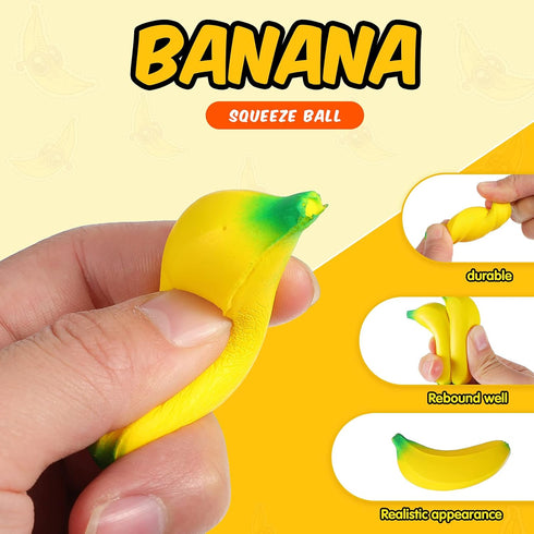 100 Adults(2.36 Inches) Jerify Pcs Banana Stress Toys Stretchy Banana Fidget Toys Realistic Stretchy Pu Foam Party