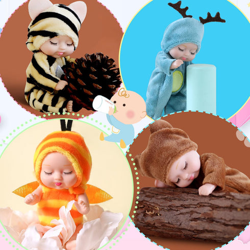 10 Pcs Mini Baby Dolls, 4 Inch Realistic Dolls with Animal Clothes, Cute Small Dolls for Girls Kids Easter Basket Gifts