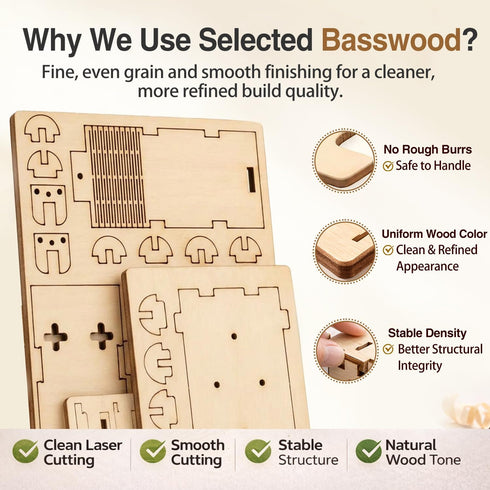 Nautydaddy 8-13, 3D 8-12+ FM Radio Kit, STEM Toys for Ages DIY Wooden Puzzle to Build a Working FM Radio, Educational