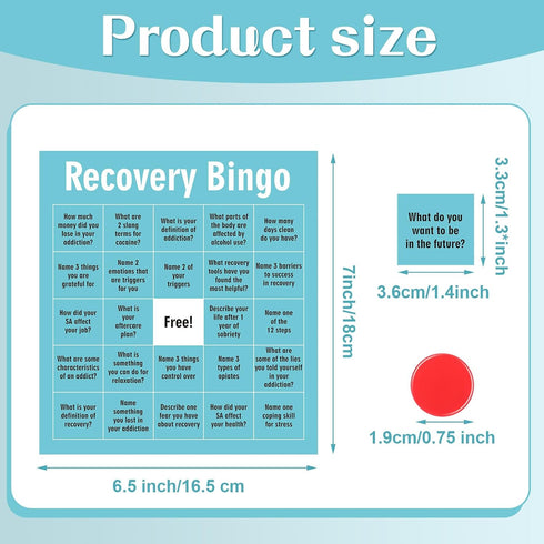 Simgoing 24 600 Recovery Bingo Game with Cards and Cross Chips Questions Recovery Bingo for Adults Addiction Group