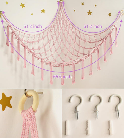 Hammock Hammock mirolam Stuffed Animal Storage Net - Toy Net for Stuffed Animals Corner - Hanging Stuff Animal
