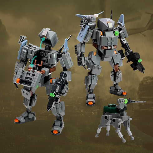 6020 K9 14+ MyBuild Armed Forces Alpha Pathfinder Recon Tactical Mech with Scout Drone & Support Bot | Articulated