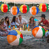 Maitys 12 Pieces Rainbow Beach Ball Decoration - Inflatable Pool Ball with Hanging Rope for Summer Parties