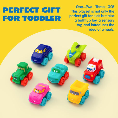 Set, Summer JOYIN Cartoon Cars, Soft Rubber Toy Car Mini Vehicles, Bath Toy Car for Toddlers, Christmas Great Gift