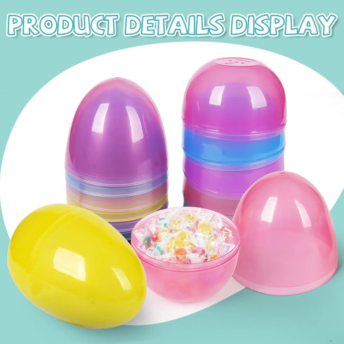 PNIOTAIN 6 Pack 6 Inch Large Plastic Easter Eggs Fillable - Jumbo Easter Eggs for Kids Empty Eggs for Easter Egg Hunt