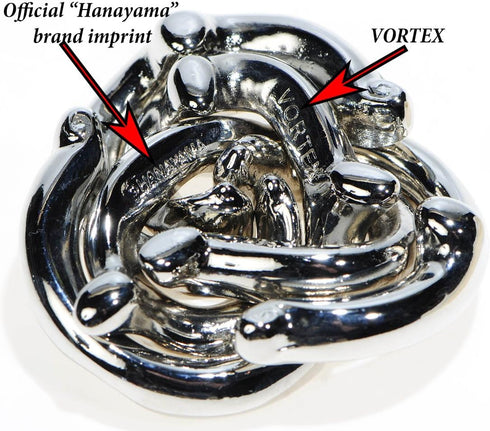 Vortex Hanayama Puzzle, Level 6 Difficulty, Bonus RED Velveteen Pouch Included