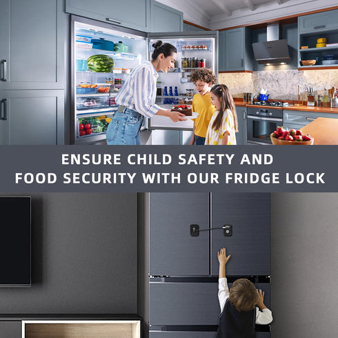 Refrigerator Lock 2 Packs, Fridge Lock with Silicone Wire Protection, Easy to Use and Install Fridge Locks with Key,