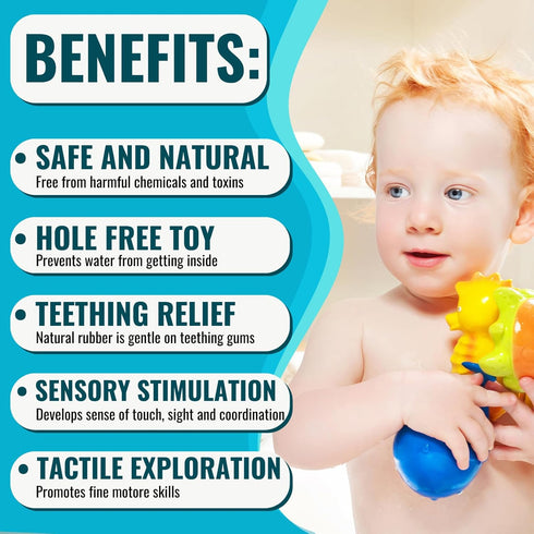 caaocho Mele The Sea Turtle Pure Natural Rubber Bath Toy - Hole Free, BPA Free for Infants