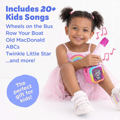 Move2Play 20+ 2 3, 4, 5, 6, 7+ , Karaoke Machine for Kids | Includes Kid Songs | Microphones | Connect with Bluetooth |