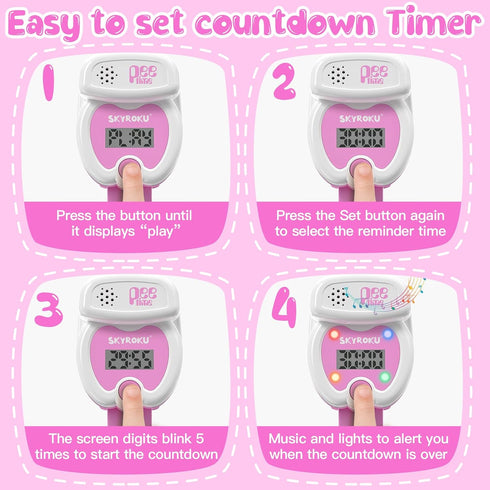 SKYROKU Potty Training Watch for Toddlers – Music & Light Reminders, Silicone Adjustable Strap, Rechargeable, Cute