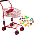 The New York Doll Collection Toy Shopping Cart for Kids - Includes Food, Folds for Easy Storage, Red
