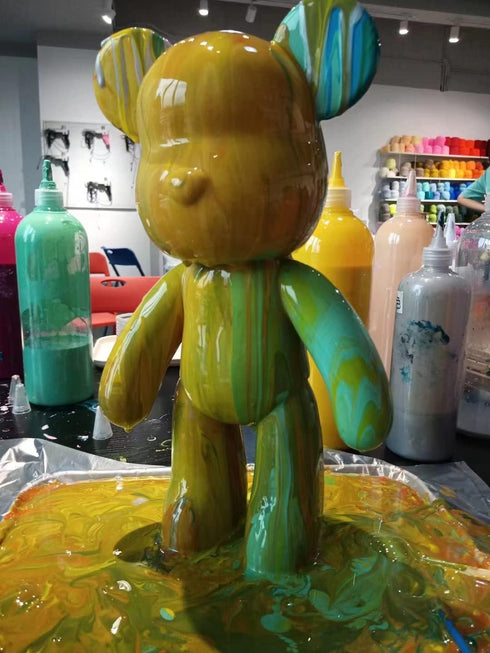 SOUFEEL DIY Fluid Bear Painting Kit, Teddy Bear Creative Home Decoration Handmade Doll for Birthday Gift