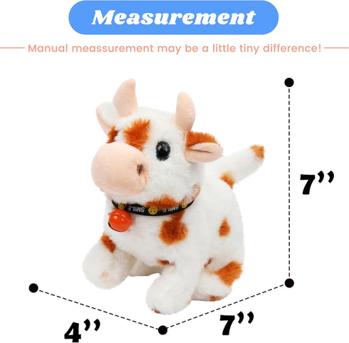 Hopearl Walking Cow Interactive Electronic Pet Plush Toy with Sounds and Movements, MOO Nodding Head Wag Tail Gifts for