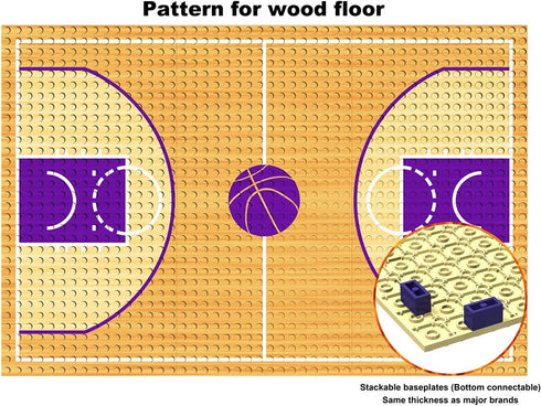 Building Block Education Toy, Basketball Court Baseplates and 2 Basketball Stands for Compatible Brands