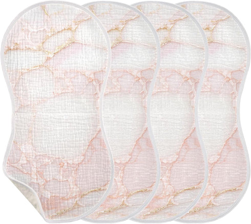decor gift 4 Pack 22x11in Cotton Baby Burp Cloth Soft and Absorbent? Rose Gold Luxury Marble Texture Feed Cloth