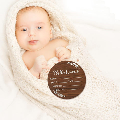Yewfold Baby Announcement Sign, Hello World Newborn Signs, Baby Name Sign, Birth Announcement Signs for Photo Prop
