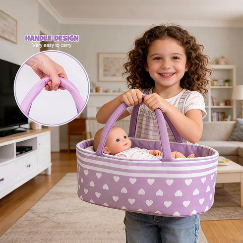 7 17-22 Inch Aori Pcs Reborn Baby Dolls Clothes with Bassinet for Baby Doll, Purple Carrier Bed and Baby Doll Clothes