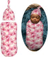 Sets Azalea Flowers Newborn Swaddle Blankets Hat Soft Baby Receiving Blanket Swaddle Sack for Baby Shower Infant Boy