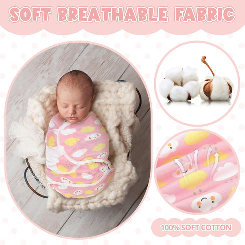 4 Pcs Preemie Baby Swaddle - Adjustable Swaddle Blanket Preemie Size Newborn Cotton Swaddle Blanket for Boys Girls
