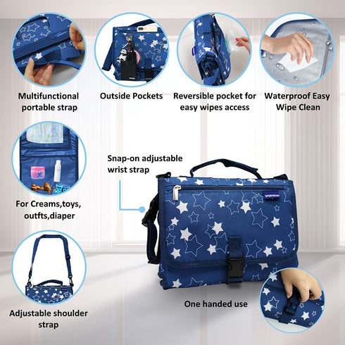 Changing Pad Portable,Diaper Changing Pad,Long Travel Portable Diaper Changing Pad for Baby with Wipes Pocket