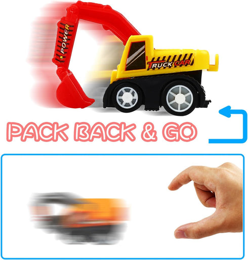 12-Piece Mini Truck Toy Kit - Pull Back Construction Vehicles for Kids, Great Party Favors and Birthday Gifts