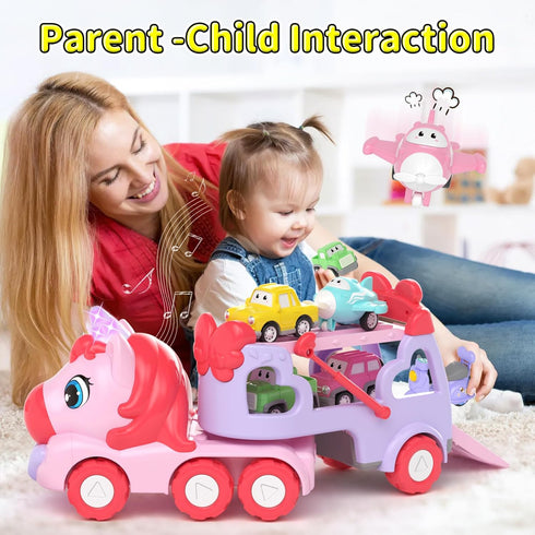 1 2 3 7-in-1 1-3 2-4, 1 2 3 newcrave Toys for Year Old Girl, Carrier Truck with Light & Music, Toddler Girl Toys Age +