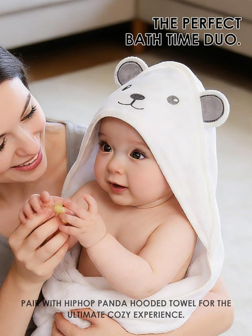 2 6 Pack HIPHOP PANDA Baby Washcloths, Rayon Made from Bamboo - Layer Ultra Soft Absorbent Newborn Bath Face Towel