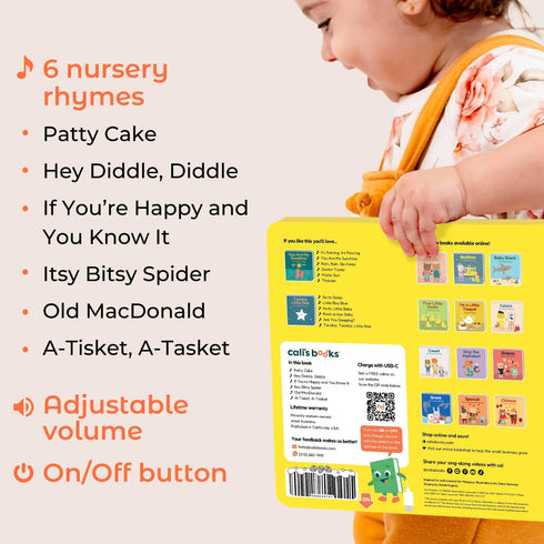 Cali's Books Patty Cake Nursery Rhymes, Interactive Sound Book for 1 Year Old, Perfect Gifts for Toddlers