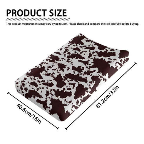32x16 Brown Cow Print Changing Pad Cover for Baby Girls Boys Soft Breathable Diaper Changing Pad Cover with Elastic